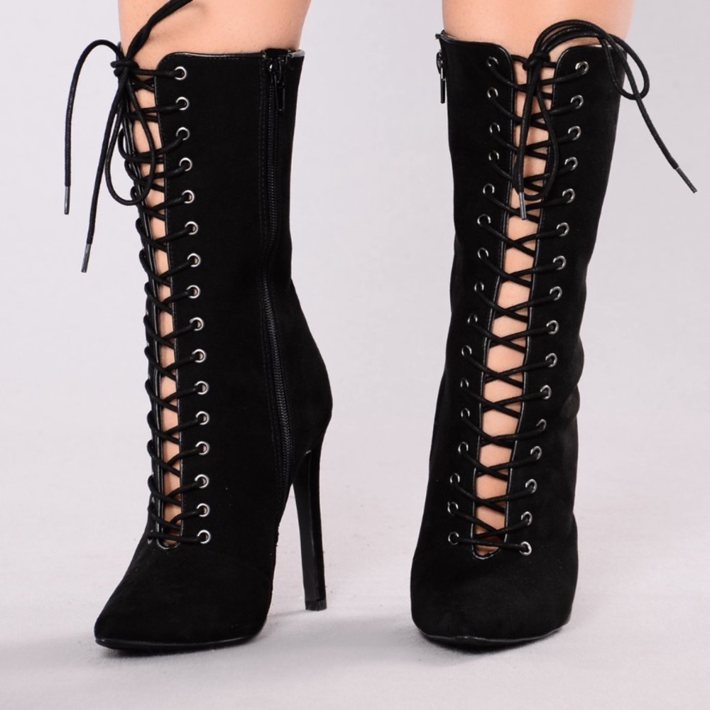 Black lace up bootie